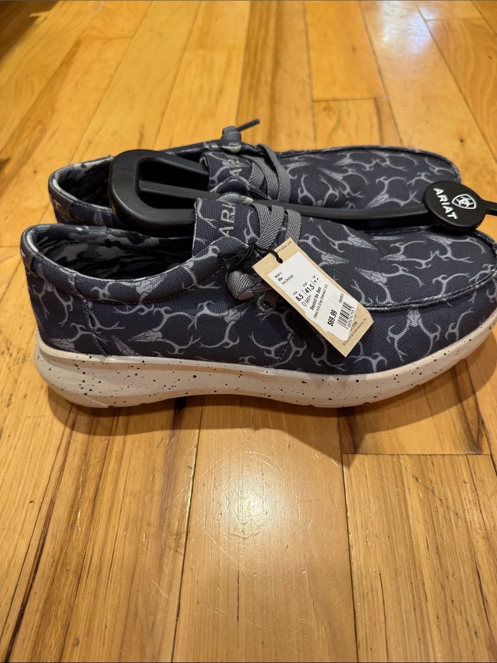 Ariat Black Slip-On Loafers with White Antler Pattern
